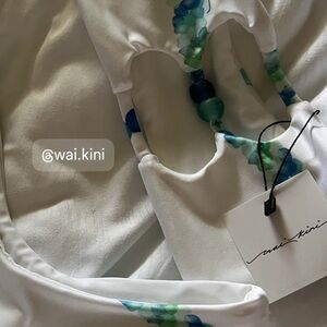 White and Blue Patterned Bikini Set